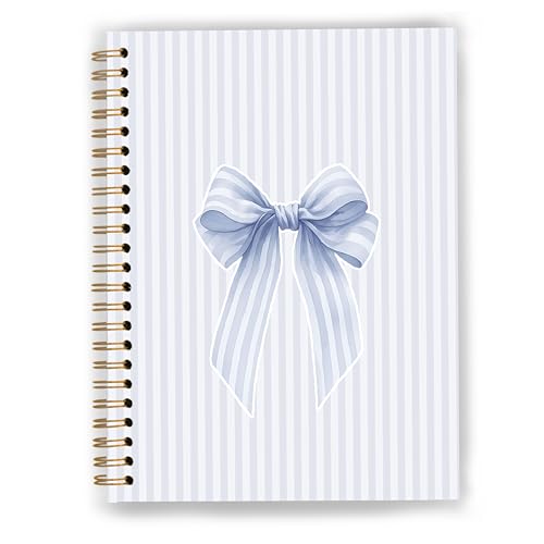 GDJIEGBC Blue Striped Coquette Bow Notebook 5.5x8.3in - color: Color-J