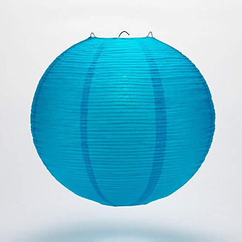 Quasimoon PaperLanternStore.com 12 Inch Turquoise Blue Fine Line Premium Even Ribbing Paper Lantern, Extra Sturdy - color: Turquoise Blue Fine Line, size: 12 Inch