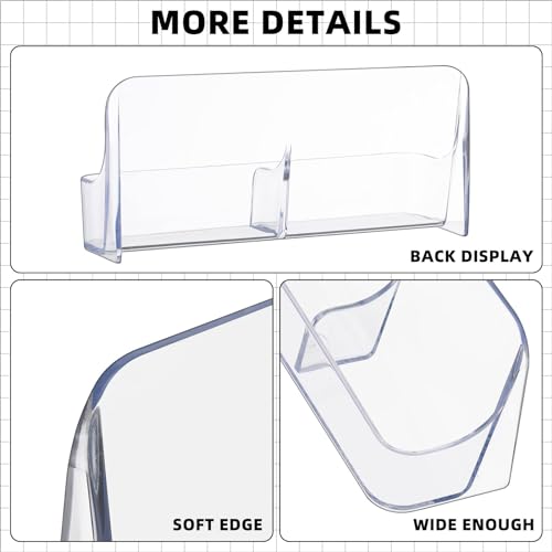8 Pack Vertical Business Card Holder, Clear Acrylic 2 Pocket Desktop Business Card Holder, Multiple Cards Display Stand for Home, Office, and Exhibition, up to 100 Cards