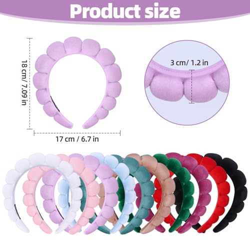 10 Pcs Velvet Cloth Spa Headbands for Women - Soft Hair Band for Makeup Application, Face Wash, and Beauty Routines - color: Velvet Cloth