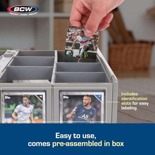 BCW Collectible Card Bin, Holds 3,200 Cards, Stackable, Grey, 2 Pack - style: 2 Pack