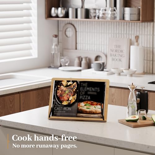 Book Stand, Large Book Holder for Reading Hands Free, Cookbook Stand - size: Large (15.35 × 11 in)