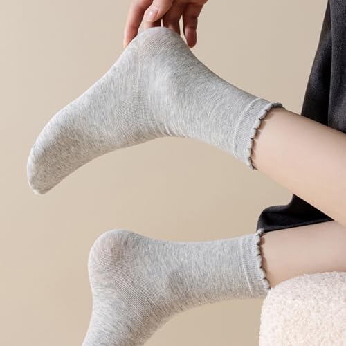 Women's Ruffle Socks Lace Cotton Casual Crew Ultra Thin Lettuce Frilly Ankle Socks Pack of 6 - color: Multicolor-001
