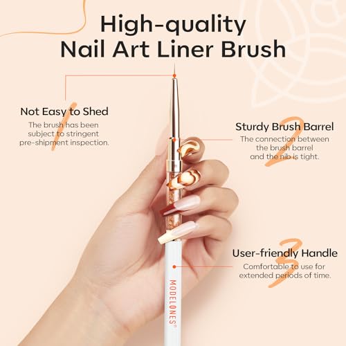 Modelones Nail Art Brushes Dual-ended Fine Liner Gel Polish 7/11/15/20mm - color: orange