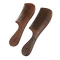 Wooden Hair Comb Set, Wide Tooth and Fine Tooth Detangling Combs, Brown, 2 Pack (One Size) - size: One Size