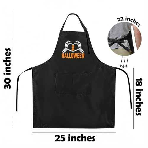 Funny Apron for Men Women,Humorous Kitchen Apron- Grilling Cooking BBQ Accessories, Gift for Dad Husband - color: I Love Halloween