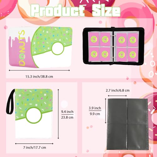 4 Pocket Portfolio Card Binder 240 Card Holder Album, Green Donut Trading Cards Holder Zipper Binder for Girl Teen Collection (Green Donut, 240 Pocket (Portfolio)) - color: Green Donut, size: 240 Pocket