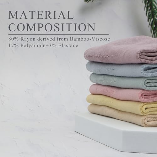 Women Thin Socks Rayon Bamboo Ankle Silky Quarter Anti Odor Casual Summer Socks 6 Pairs - color: Assorted 5, size: 3-7