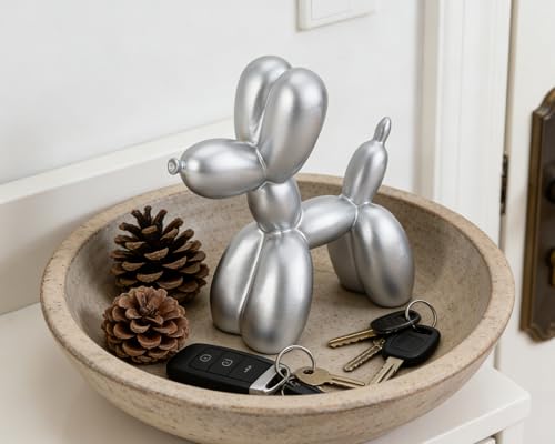 4 Inch Matte Silver Balloon Dog Sculpture - color: Silver