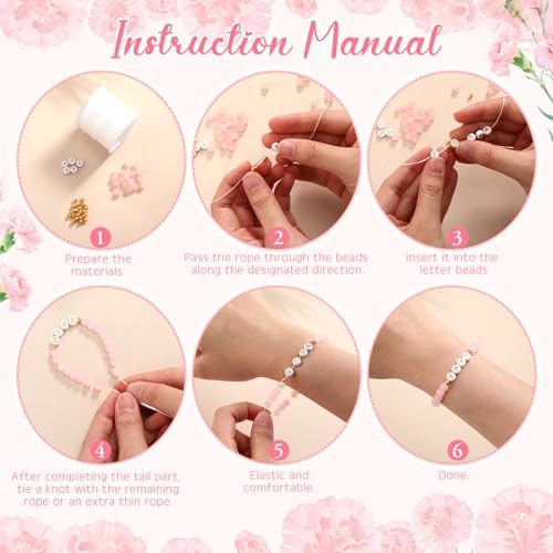 Whimsibelle 36 Sets Mother's Day Beads Bracelet Crafts Kit, DIY Mom Bracelet Kits, Mama Letter Beads Bracelets Thankful Gift DIY Art Crafts Kit for Mothers Women Mother's Day Birthday Party Favors