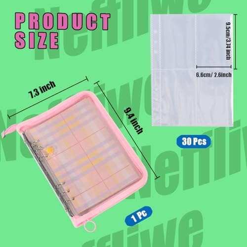 4-Pocket K-pop Photocard Holder Book with 30Pcs Inner Pages 6 Ring A5 Photocard Binder Card Collect Book Hold Up to 240 Cards (Pink) - color: Pink