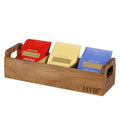HTB Acacia Wood Small Tea Bag Box with 3 Compartments for Counter Drawer - color: Acaica Wood 1PCS