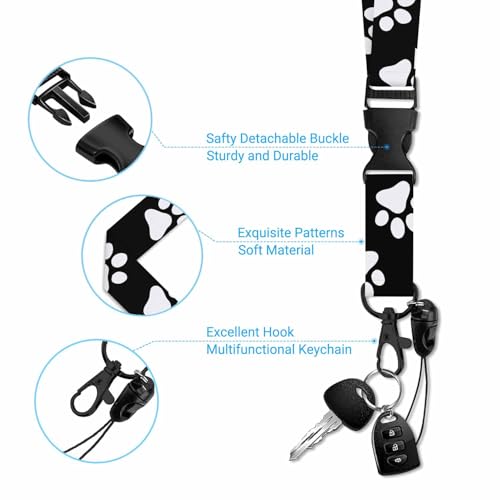 Animal Paw Pattern ID Badge Holder Cat Dog Footprints Badge Holder with Lanyard for Student Nurse Worker - color: Animal Paw Pattern