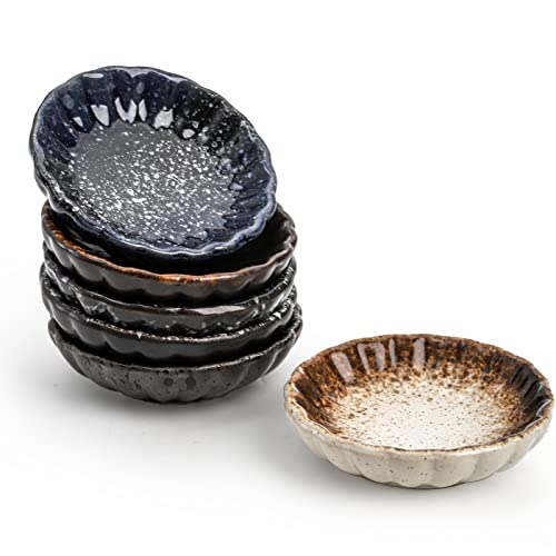 Nicunom 12 Pack Soy Sauce Dishes, Ceramic Dipping Bowls Set, 2.8 Inch Side Dishes Japanese Style Pinch Bowls Seasoning Dish for Ketchup, BBQ, Sushi, Soy