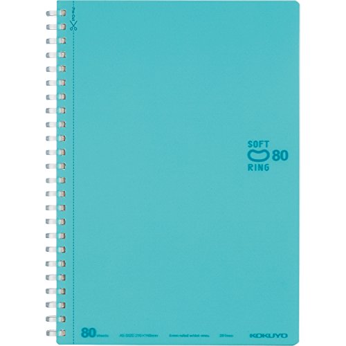 KOKUYO Spiral Lined Notebook, 8.3'' x 5.8'' Pastel Journal A5 Soft Ring Notebooks with Dot 6 mm Ruled, 80 Sheets, Light Blue 1 Subject Notebook, Note Taking for School. (SU-SV338BT-LB) - color: Light Blue, size: A5