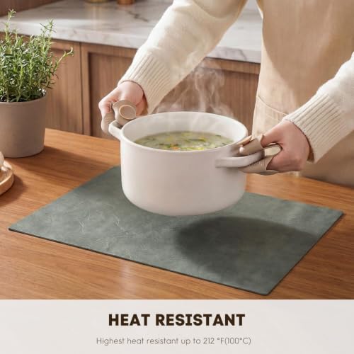 Artoid Mode Grey Faux Leather Placemats Set of 6, 12x18 Inch Waterproof Wipeable Heat Resistant Vinyl Place Mats, Reversible Table Mats for Winter Kitchen Dining Decor - color: Gray, size: 12" x 18", Rectangular Set of 6