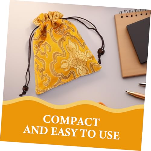 Kisangel Golden Silk Brocade Fortune Bag with Drawstring Closure - color: Golden