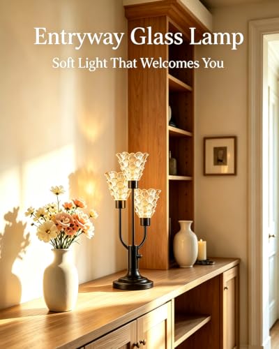Lightdot Mid Century Modern Glass Table Lamp Vintage Lamp Gift Dimmable - color: 22-Black-Amber-Shell