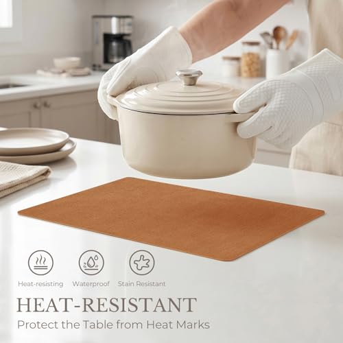 Romanstile Faux Leather Vinyl Placemats Set of 6, Orange - color: Orange