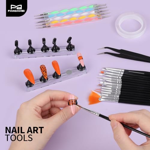 FANDAMEI Nail Art Tools, Nail Stuff, Nail Supplies, Nail Stand, Nail Brush - color: Black