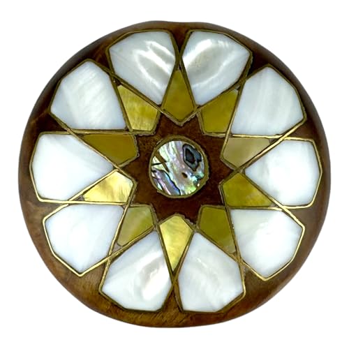 Handmade Natural Wooden Compact Mirror with Abalone Shell and Mother of Pearl Inlay- Magnifying Make Up Mirror- Unique Gift for Valentines Day- Personalized Gift for Her (Star) - color: Star