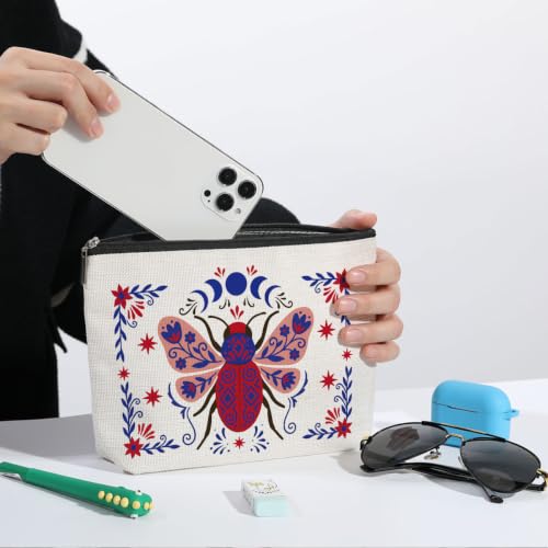 ZHAMEN Folk Art Beetle Makeup Bag Travel Organizer Pouch Cosmetic Bags 01 - color: Multicolor 1606