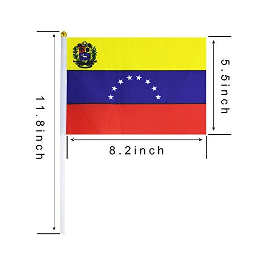 25 Pack Hand Held Small Mini Venezuela Flag,Venezuelans Stick Round Top National Country Flags,Party Decorations Supplies For Parades,World Cup,Festival Events,International Festival. - color: Venezuela
