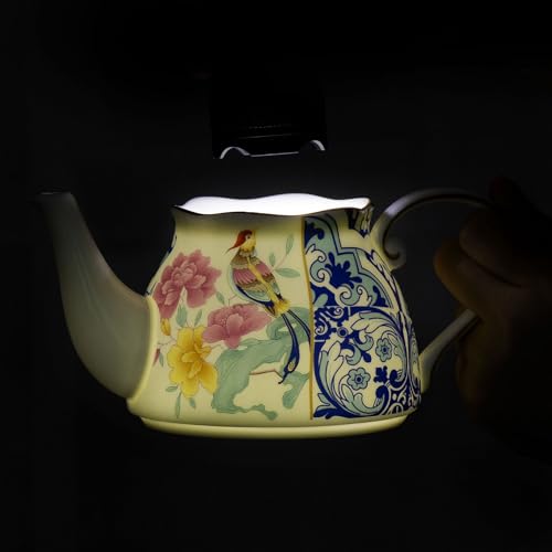 KAMMAK Tea for One Set, Ceramic Teapot, Bone China Tea Set, Cup and Saucer - color: Blue-GH11