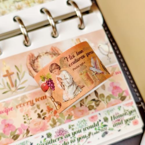 Christian Washi Tape 16 Rolls Aesthetic Decorative Cute Scrapbook Tape - color: Brown Christ