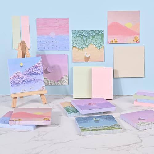 BAYTORY 6 Pads Pastel Sticky Notes, Self-Stick Note (3x3 & 3x2 & 3x0.7 in) - size: 3x3 & 3x2 & 3x0.7 Inch