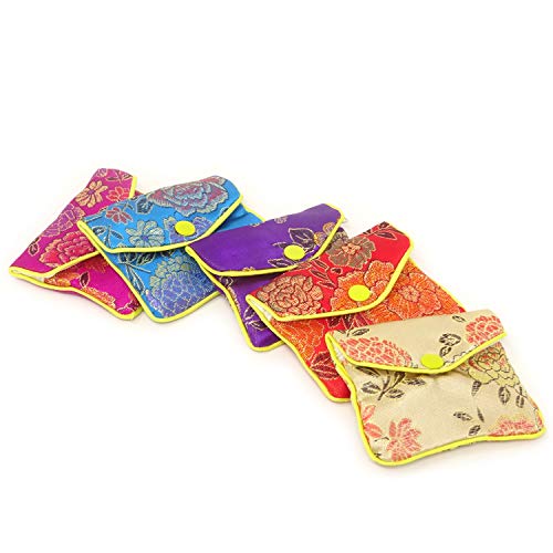 "Honbay 12PCS Jewelry Silk Purse Pouch Brocade Embroidered Bags Gift Bags, Assorted Colors (S)" - size: S