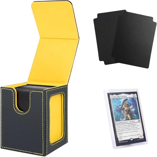 Venssu MTG Deck Box with Commander Display, Fits TCG Cards (Black&Yellow) - color: Black and Yellow