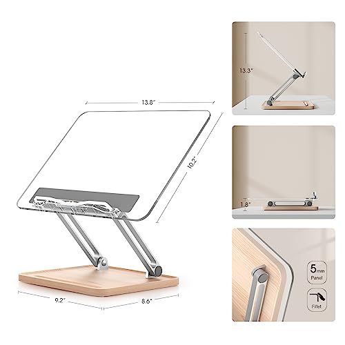 Acrylic Book Stand with Storage Base, Dual Aluminum Arm Reading Holder