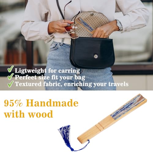 Grevosea Folding Hand Fan for Women and Men- Elegant Bamboo and Silk Fans Wooden Folding Bamboo Gan Hand Fans for Weddings Parties and Home Decor - Chinese and Japanese Inspired Designs