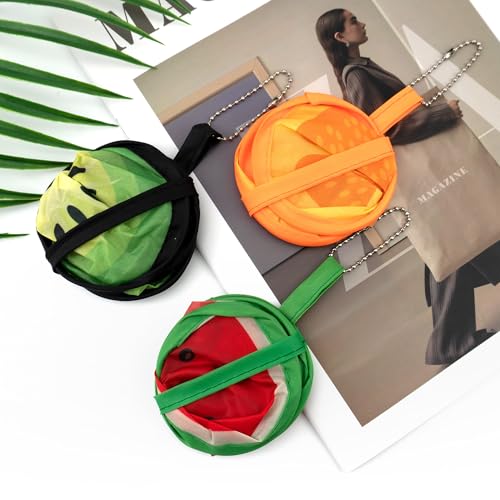 Quacc 3 PCS Round Foldable Hand Fans, Fruit Style Handheld Folding Fan