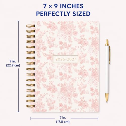 WORLD TRAVELER Academic Planner School Organizer Jul 2026-Dec 2027, 7"x9" - color: Pink Roses