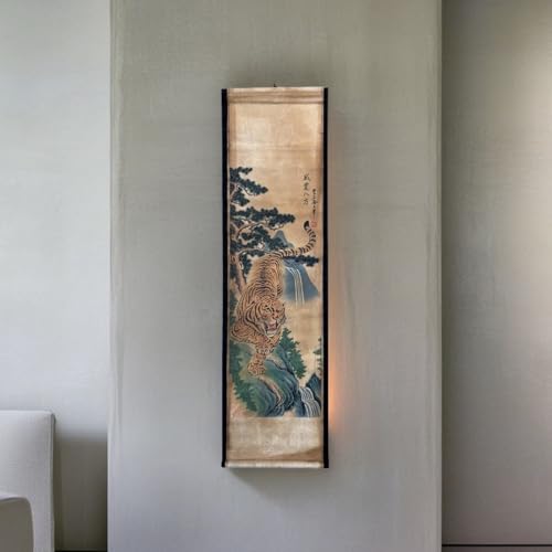 Wall Art Poster Prints Painting Scroll Decor Tiger Animal Tree Feng Shui - color: E3