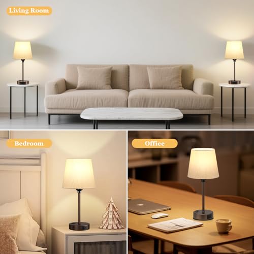 Brown Bedside Lamps Set 2 for Bedroom - Dimmable Touch, USB C+A, AC Outlet - color: Brown