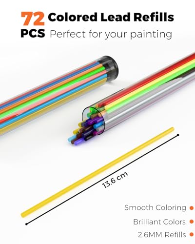 Four Candies 2.6MM Color Lead, 36 Color Pencils Refills 72 PCS - color: Multicolor Refills