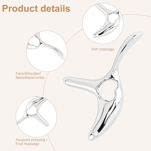 Metal Massage kit, Trigger Point Massage Tool + Gua Sha Muscle Scraper for Deep Tissue Massager, Lymphatic Drainage Massager Fascia Release Tools for Neck, Shoulder, Back, Face(Silver)