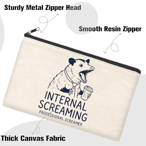 Aesthetic Canvas Tote Bag for Women – Minimalist Open-Top Design, Perfect for Books, Daily Errands and Gifting. - color: Internal Screaming Opossum