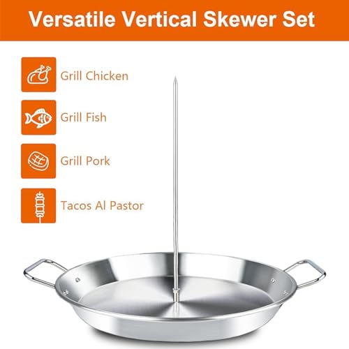 Vertical Skewer Pan Gyro Pan Spit Shawarma Pan Stand with Skewer for oven - size: With 13 " Base Pan& 3 Skewers