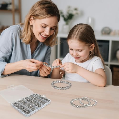 1200Pcs 4mm Crystal Glass Beads for Jewelry Making Beads for Bracelets Necklace Pendants Making Supplies(Gray) - color: Gray, size: 4mm 1200pcs