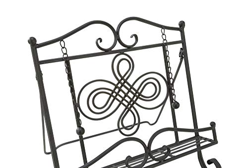 TRIPAR Swirl Design Black Metal Cookbook Stand for Cookbooks, Recipe Holders, Tablets, Catalogs, Portable, Adjustable, Free Standing - color: Black