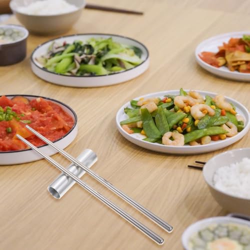 Garneck 1 Set Foldable Chopsticks with Case Travel Portable Stainless Stee Chopsticks Collapsible Silverware Reusable Cutlery for Outdoor Camping Use, Dishwasher Safe
