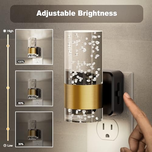 JandCase Night Light, Night Lights Plug into Wall, 2 Pack Dimmable LED - color: Gold-5000K, size: 2 Pack