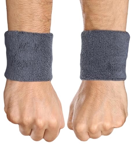 Sports Sweatbands - Arm Bands for Wrists, Sweat Absorption for Men & Women - color: dark grey