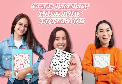QUICQOD Cute Black Bow Spiral Notebook for Teen Girls 5.5x8.3 Inch - color: Black