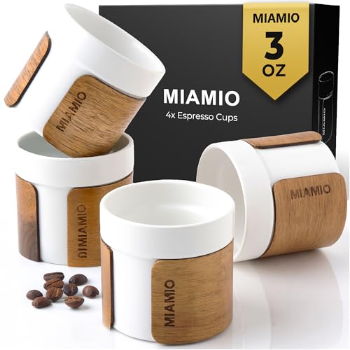 MIAMIO – Espresso Cups Set of 4 (3.5oz) Japanese Tea Cups Ceramic (White) - color: White