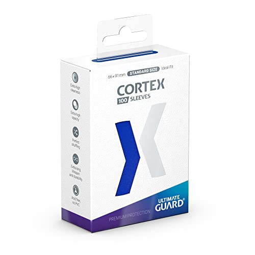 Ultimate Guard Cortex Outer Card Sleeves, 100 Standard Size TCG Sleeves, 66 x 91mm, Blue Back, Glossy Finish, No PVC & Acid-Free, High Clarity - color: Blue, size: Standard Glossy